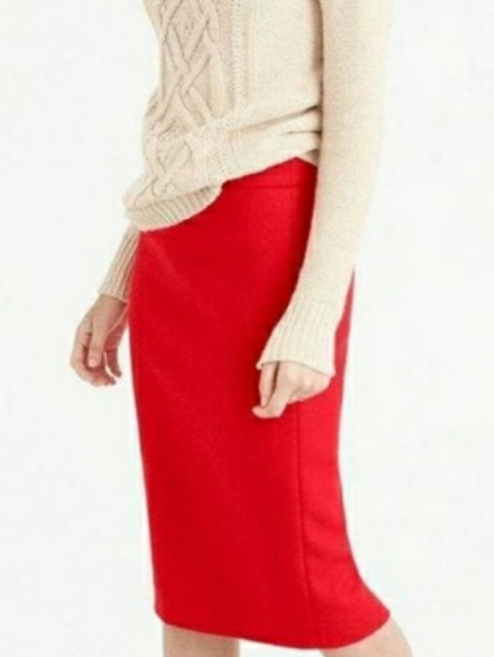 Vintage J.Crew No. 2 Wool Pencil Skirt in Tomato Red